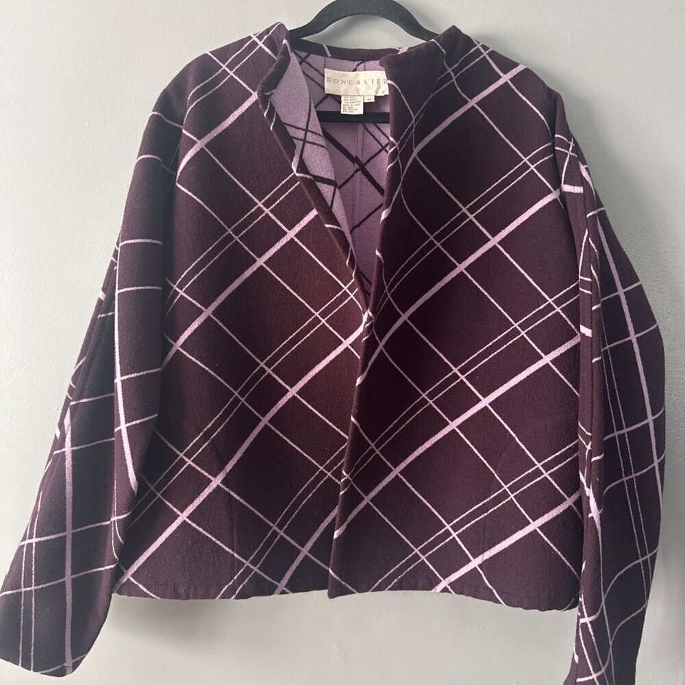 Women’s 14 Purple Wool Cashmere Blend Cardigan Quit Luxury Old Money Soft Knit